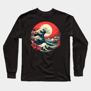 The Japanese Great Wave Sunset for Japan art lovers Long Sleeve T-Shirt